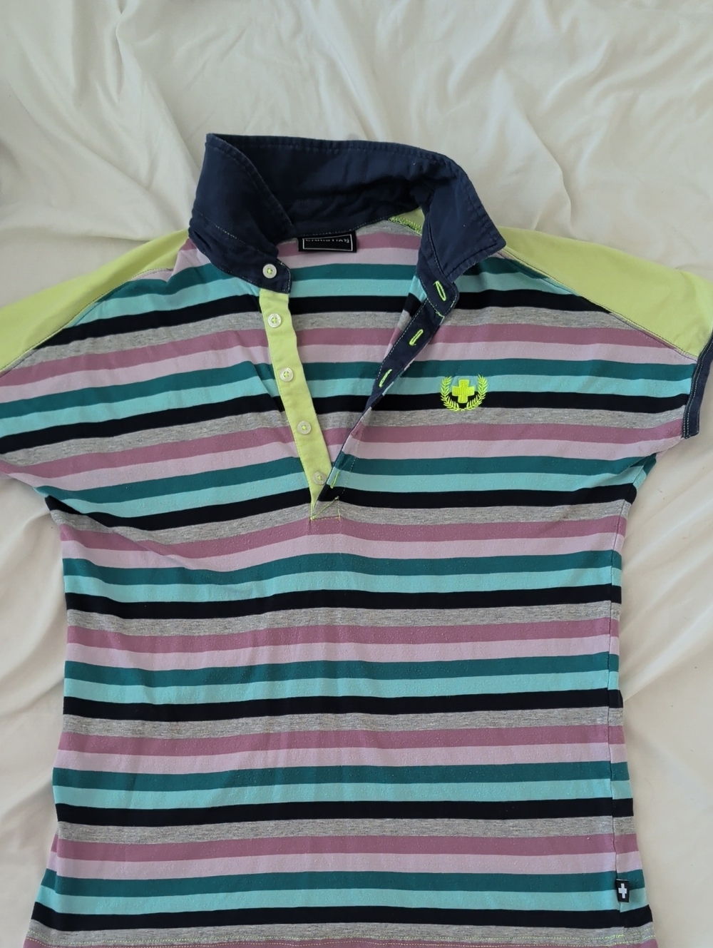 ANDREW CHRISTIAN | Mens Horizontal Striped Deep V-Neck polo (Rare)